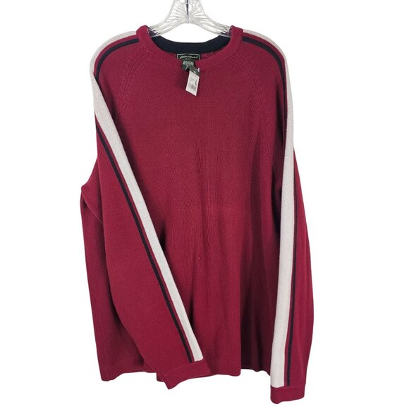 VTG Eddie Bauer Mens Sport Shop Crewneck Sweater Sz L Tall Red Blokecore 90s - Picture 1 of 9